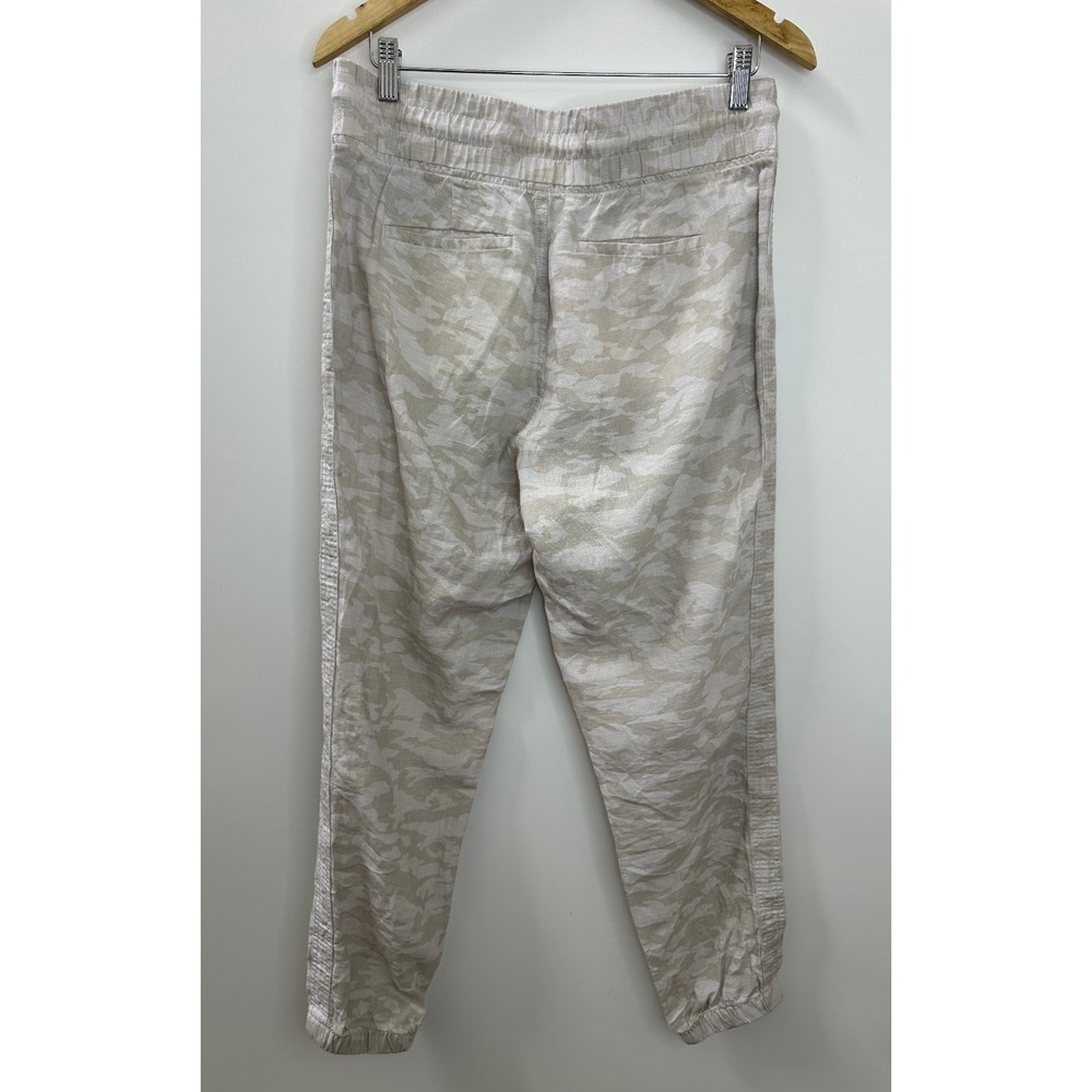 Athleta Cabo Tide 100% Linen Jogger Pants Camo Resort Beach Zip Pockets Size 10 - Picture 10 of 13